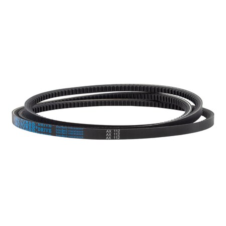 D&D AX112 Cogged, Classical V-Belt, 114 in Outside Length, 1/2 in Top Width, 5/16 in Thickness, 1 Ribs AX112